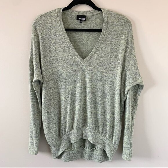 Aritzia Wilfred Free Devinette V-Neck Long Sleeves Heathered Shirt Green Size XS - Picture 9 of 16